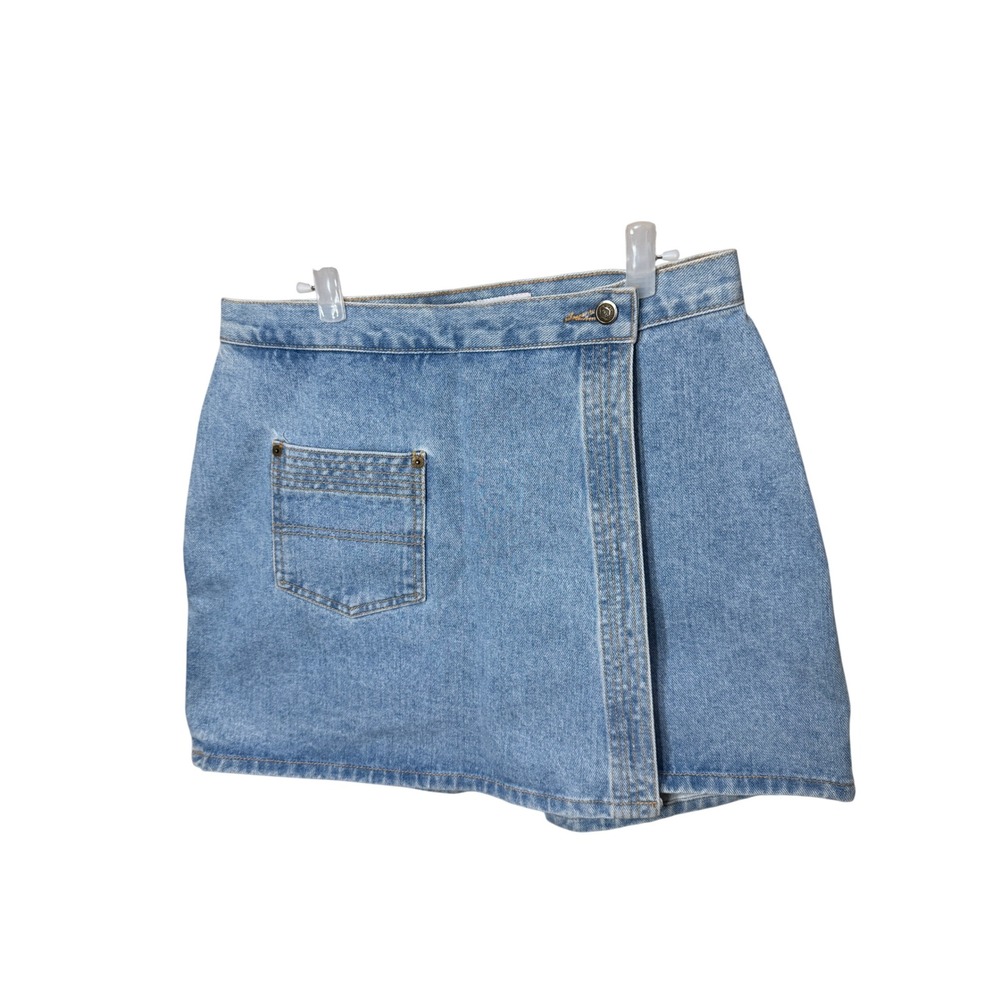 Vintage Zena Jeans Light Wash Denim Wrap Skort Womens Size 13 High Rise Cotton